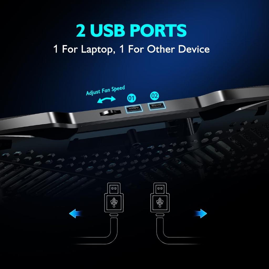 Laptop Cooling Pad Laptop Cooler Stand, Laptop Fan Cooling Pad for 12-15.6 Inch Laptop Notebooks, 5 Quiet Fans, 5 Angle Adjustable Laptop Cooling