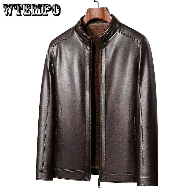 Autumn and Winter Fur As One Men's Leather Jacket Padded and Thickened Motorcycle Leather Jacket Fur Coat Male
