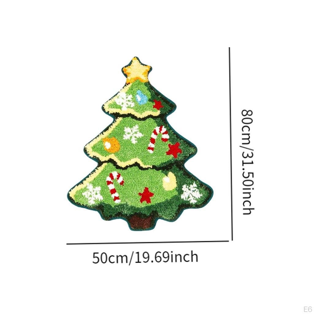 Tappeto Rettangolare Albero di Natale per Decorazioni Natalizie, Tappetino Antiscivolo per Bagno