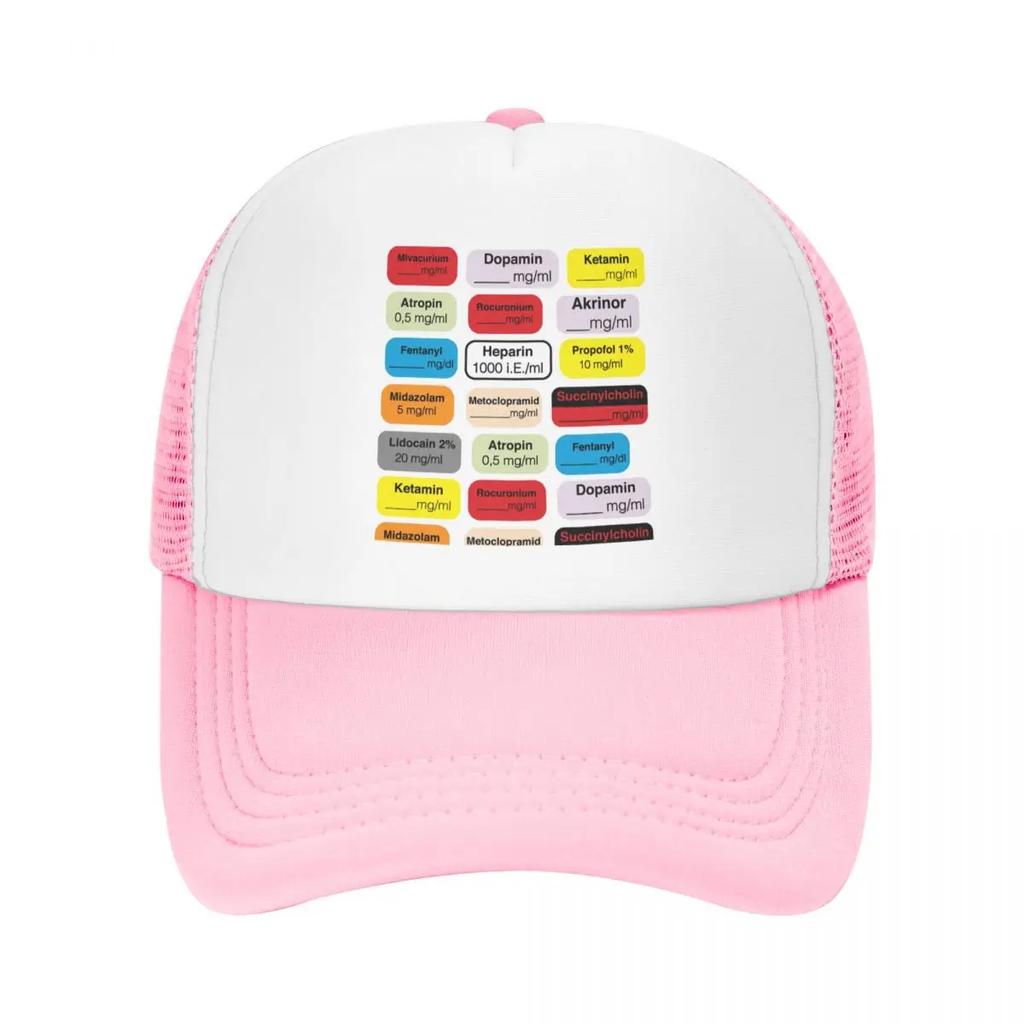Personalized Anesthesia Medication Labels Trucker Hat Women Men Adjustable Unisex Medical Nurse Baseball Cap Summer Dad Hat