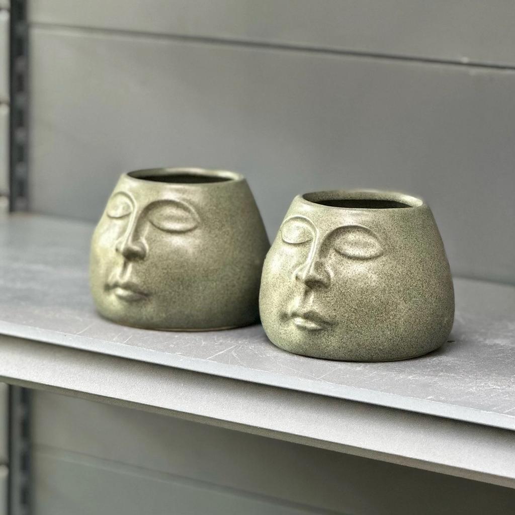 Ceramic Flowerpot Abstract Face Flower Vase Desktop Porcelain Basin Ashtray Plant Accessories Home Decoration Accessories