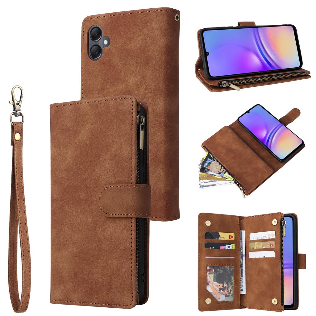 For Samsung Galaxy A05 4G Case Multiple Card Slots Anti-fall Zipper Pocket Leather Phone Cover