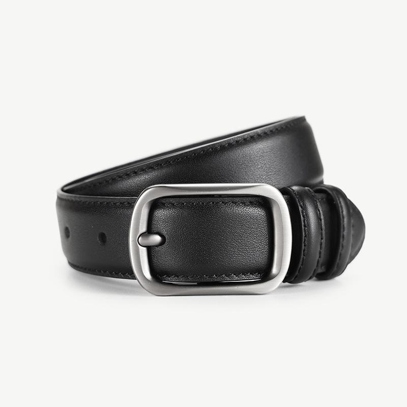 Alloy japanese buckle belt genuine leather belt women s business pin buckle first layer cowhide чёрный