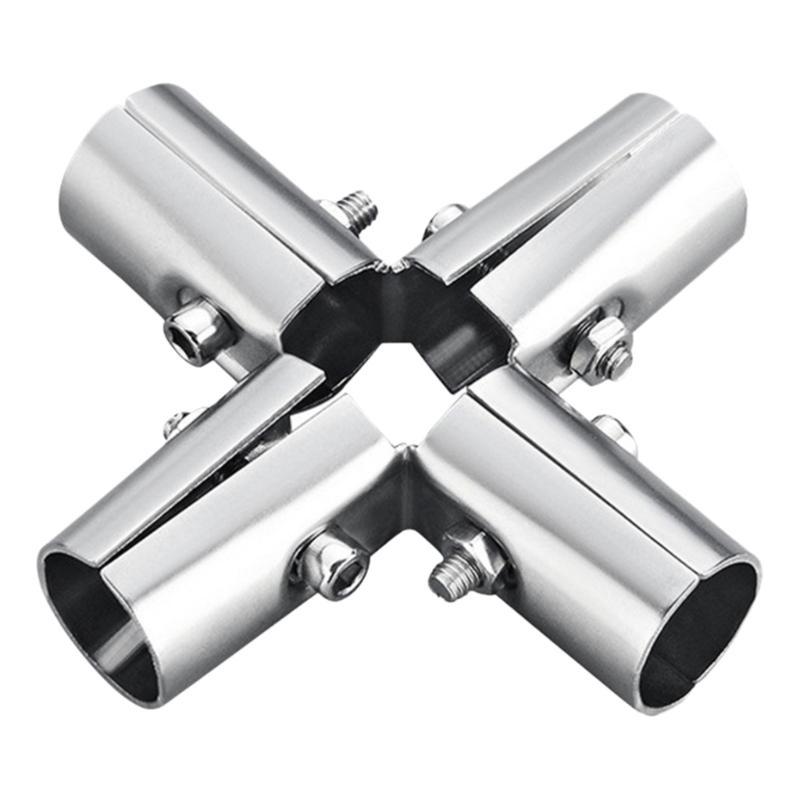 5pcs Rustproof Stainless Steel Pipes Fittings for Drying Racks Tube Connectors