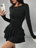 Women's Autumn/Winter Long Sleeve Slim Fit Dress - Solid Color, Elegant & Feminine