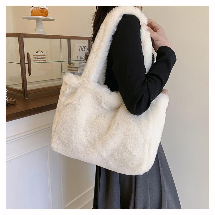 1 Pezzo Autunno/Inverno Nuova Borsa da Donna Peluche Grande e Morbida, Borsa a Mano alla Moda INS, Borsa da Shopping Versatile, Borsa da Donna Singola Spalla Chic