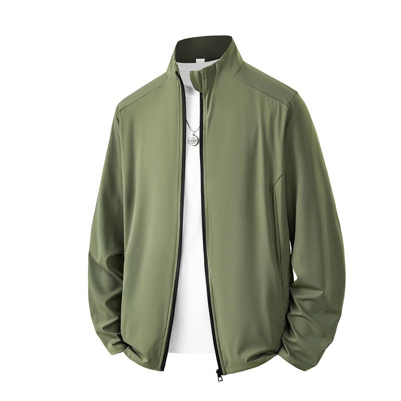 New autumn and winter men's stand-up collar jacket casual sports top solid color jacket men's lapel