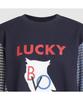 LUCKY CHOUETTE Checkered Sleeve Mix Long-Sleeved T-Shirt (Dark Navy) Lftas25195Nyd