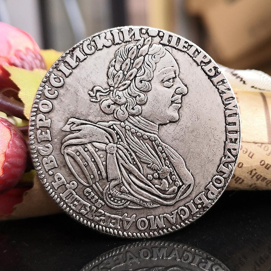 Россия, 1725, Петр Великий, антикварные украшения, памятные медали, серебряные монеты, ретро-стиль, европейский и американский стиль, монеты, изделия ручной работы