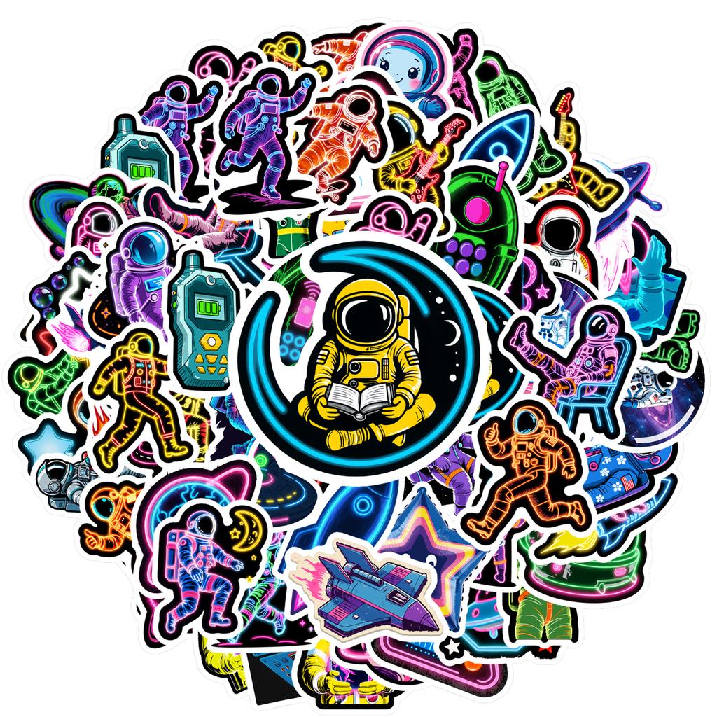 35pcs-100pcs Playful Planets Stickers Neon UFO Graffiti Decals DIY Stickers For Laptop Motorcycle Luggage Phone Guitar Laptop