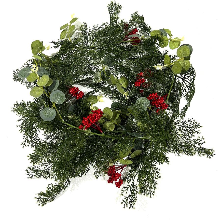 Artificial Simulation Vines, Pine And Cypress Vines, Red Fruits, Decorative Green Plants And Vines, Christmas Door Hanging Decoration Props