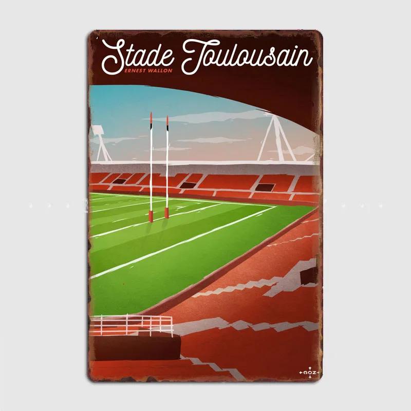 Trou Logo Stade Toulousain Stade Ernest wallon Metal Sign Poster Room Wall Decor Living Custom Tin Vintage Home Decoration 20x30cm(7.8x11.8inch)
