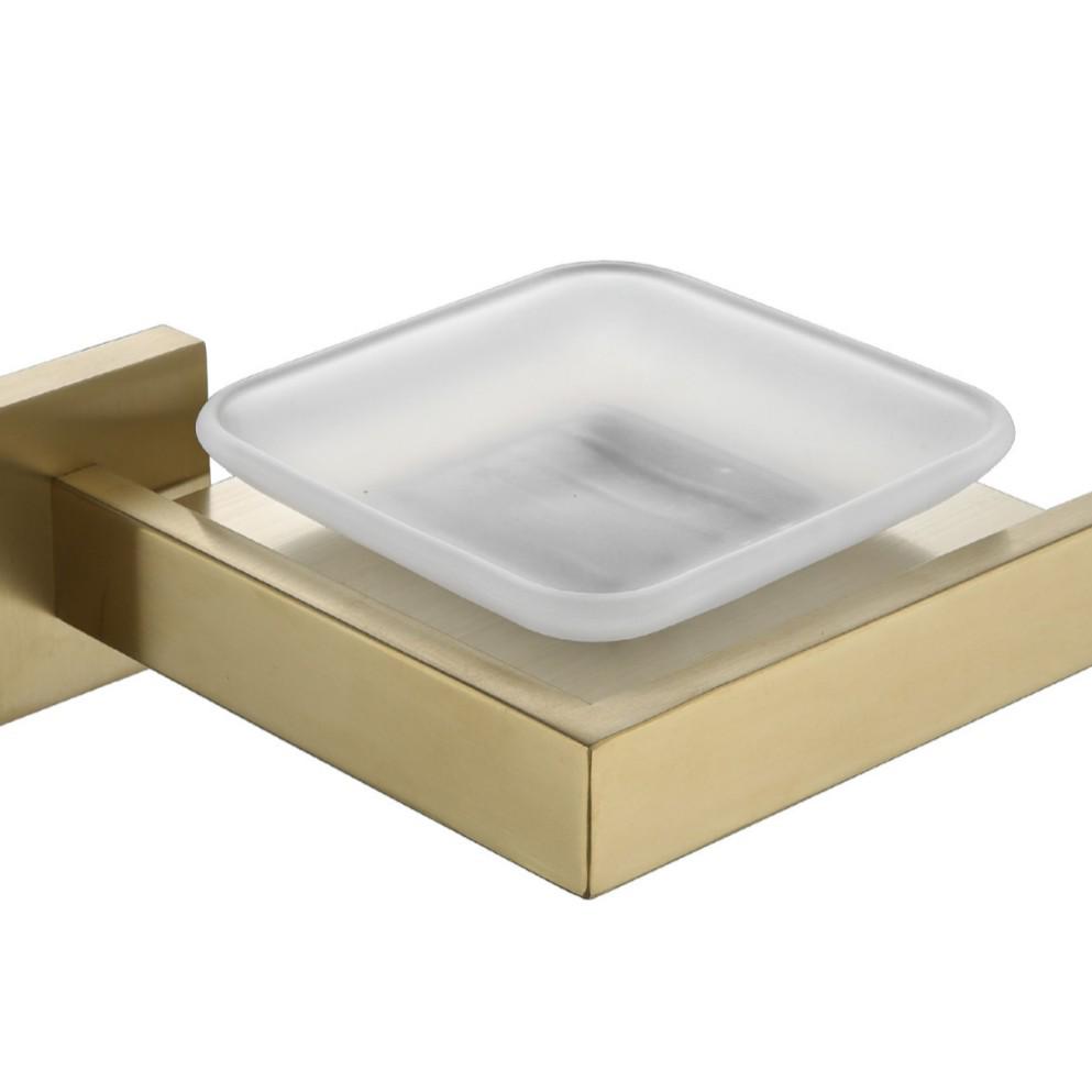 304 Stainless Steel Bathroom Set: Square Rack, Coat Hook, Toilet Paper Holder, and Brush