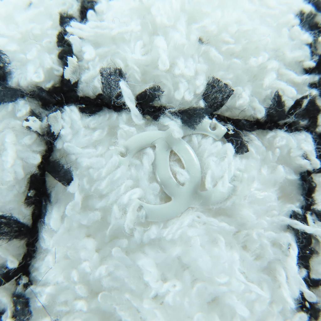 Excellent CHANEL beret COCO Mark Tweed white cotton Women M 19C Used