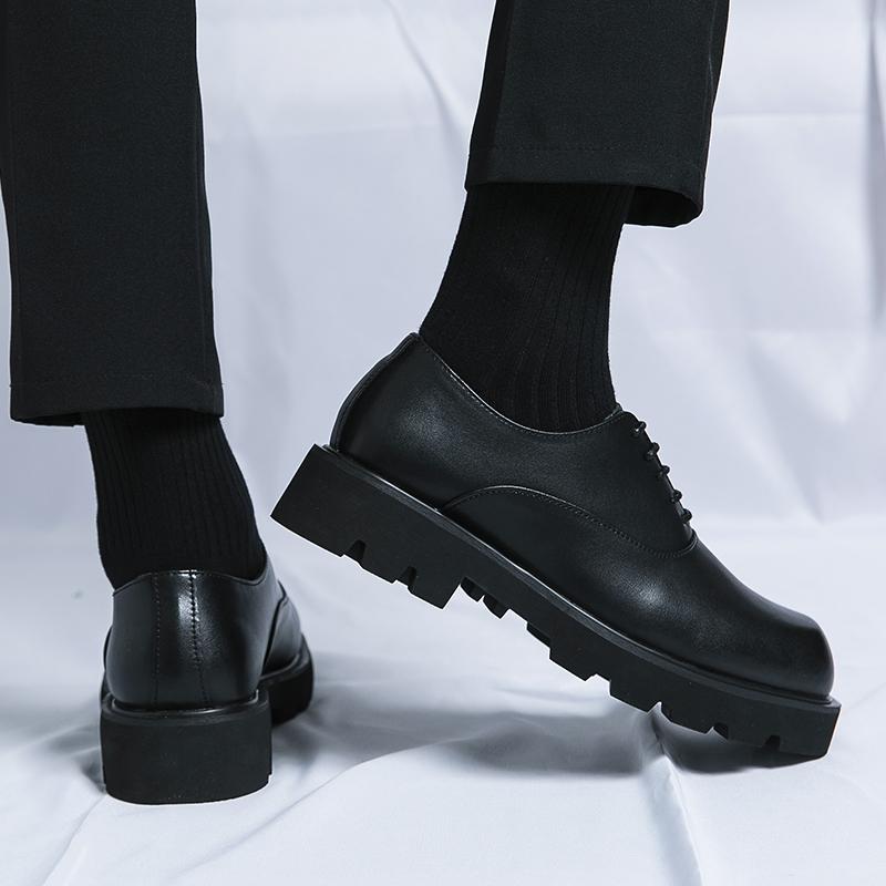 Fashion Lacquer Leather Square Toe Men's Leather Shoes Classic Black Trendy Design Party Outdoor Leisure Business Office Men's Shoes