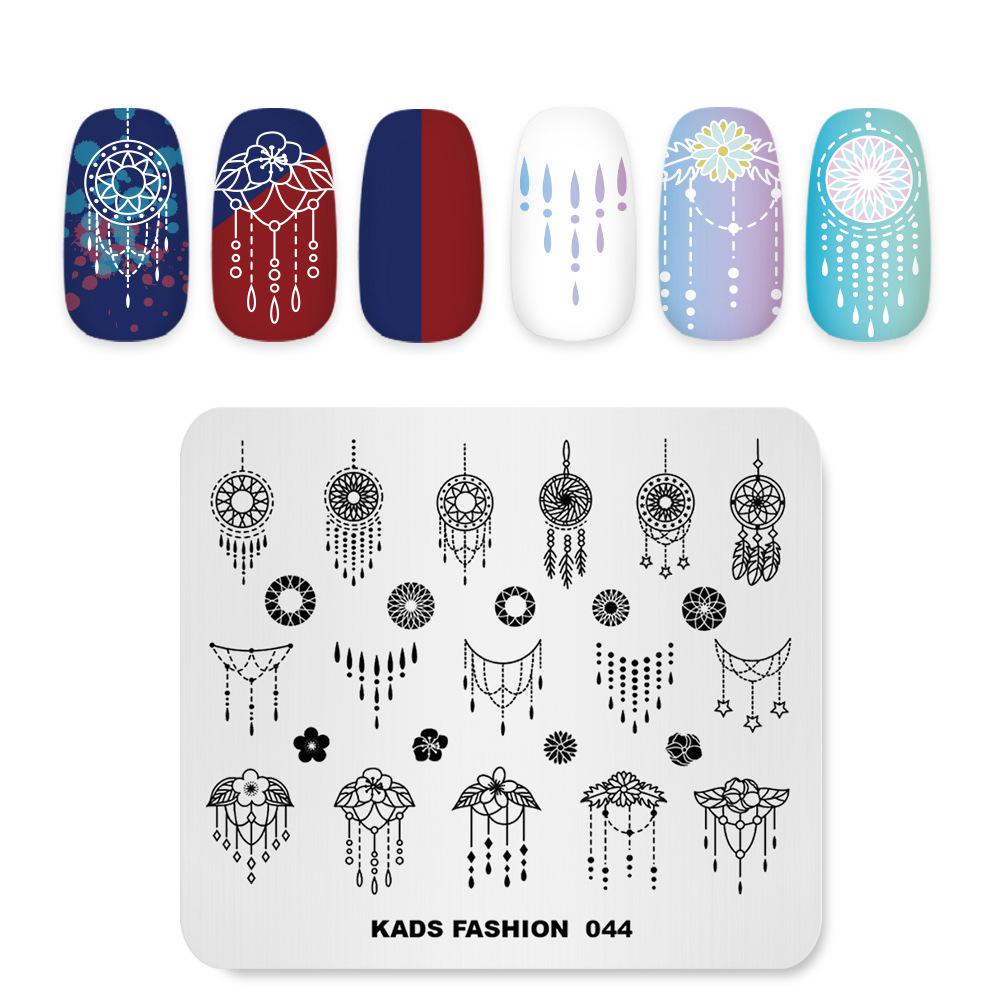 kads Mode 044 Nail Art Stempelvorlage Rechteck Politur Stempeln Hübsche Maniküre Kunstplatte Handbemalt Dekorative Nagelstempel Schablone