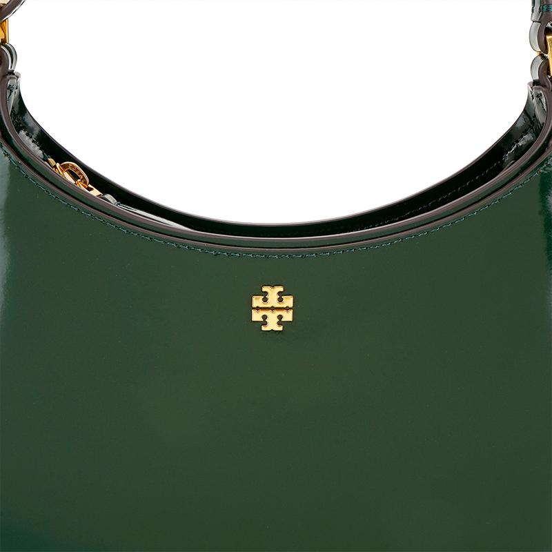 Tory Burch Emerson Minimalist Casual Zipper Patent Leather Tote Shoulder Bag Women Bags Dark-Green 139327-353