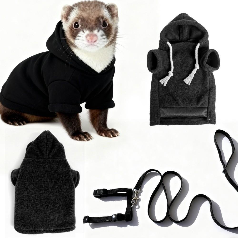 Elastic Ferret Hoodie Thick Fleece Soft Pet Hoodie Cozy Ferret Winter Clothing Outdoor Walks