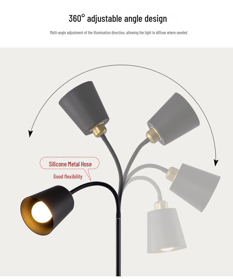 Nordic Multi-Angle Floor Lamp for Living Room, Bedroom, and Study