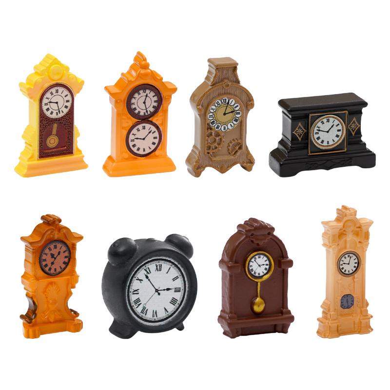1/8 szt. Akcesoria do domku dla lalek 1:12 Domek dla lalek Miniaturowy zegar ścienny Europejski Vintage Zegar Model mebla Dekoracja Zabawka