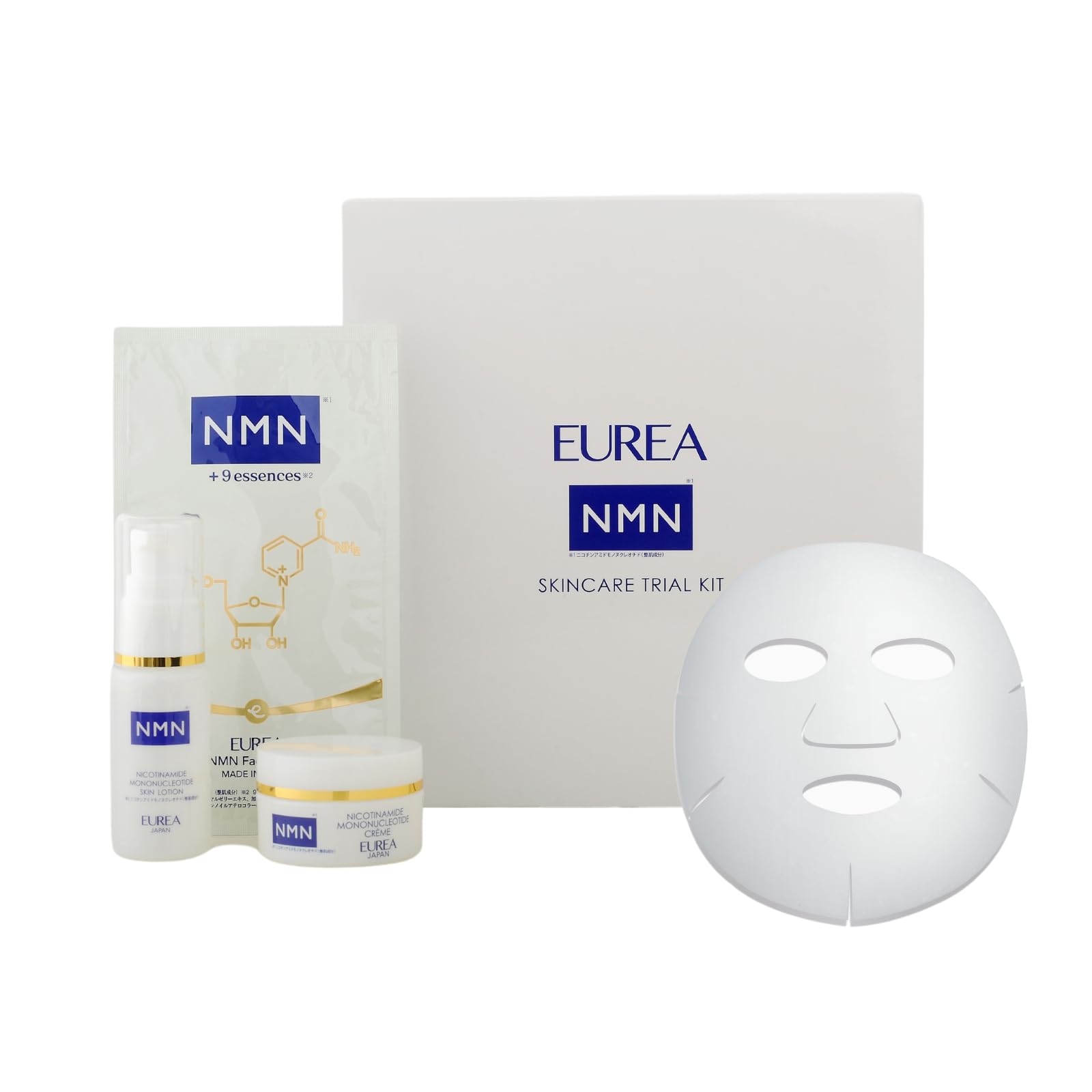 

Пробный набор EUREA Skin Care Trial Kit NMN Высококонцентрированный увлажняющий лосьон NMN, набор, сделано в Японии [официально] (Лосьон для кожи/Маска для лица/Крем) (Старение