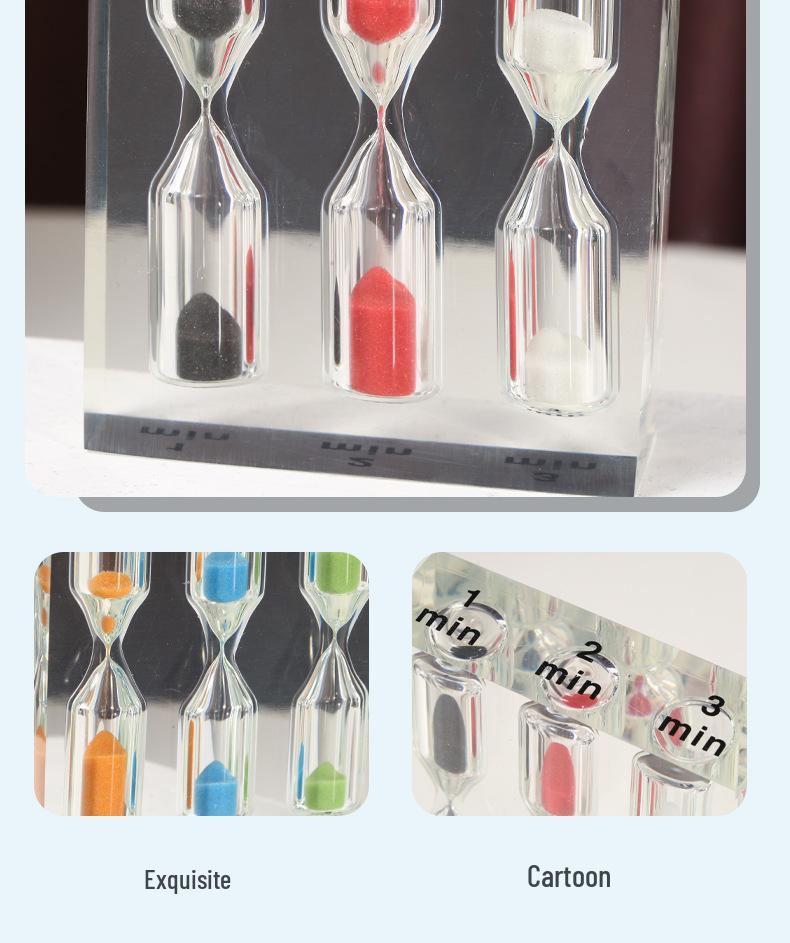 Set of Transparent Acrylic Hourglass Timers (1-5 Minutes) - Creative Home Decor & Student Gift