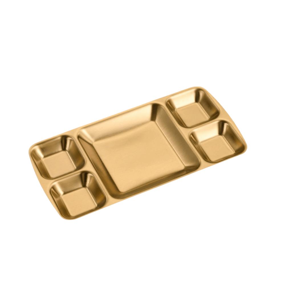 Stainless Steel Divided Dinner Tray Thickened Divided Dip Bowls Sauce Plate Snack Tray Tableware