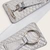 Damen Stretchgürtel Elegant Breites Korsett Dekorativ Glitzernd Metallic Kunstleder Elastischer Taillengürtel mit Legierungsschnalle