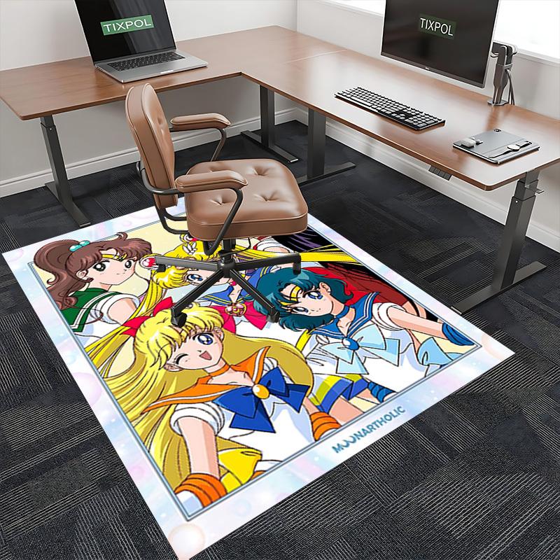 1pc Sailor Moon Chair Mat: Anime Cartoon Design Office Rug, Non-Slip Carpet for Desk, Sailor Scout Decor Gift, Suitable for Home Office, Living Room,