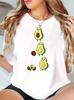 Unisexs Funny 2026 Avocado Print Tshirt Soft Fabric Round Neck Short Sleeve Casual Summer Top For Ladies