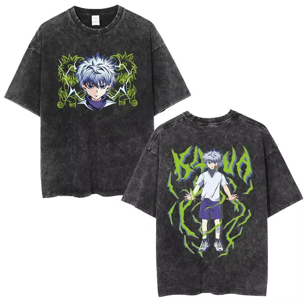 Anime Hunter X Hunter Phantom Troupe Washed Tshirts Hisoka Graphic Print T Shirts Men Women Clothing Cotton Oversized Tee Shirt