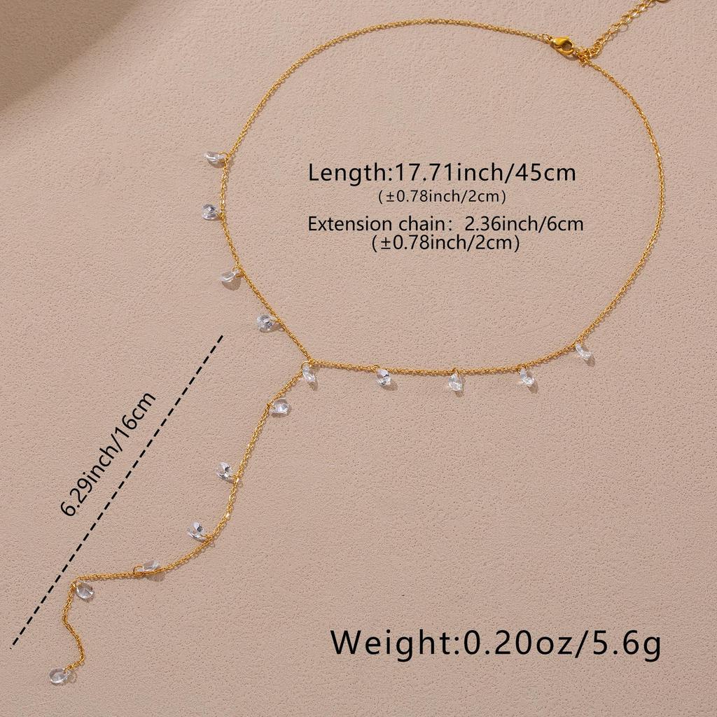 Ethereal Seaside Zirconia Water Drop Charms on Delicate Gold Chain – Light Luxury Stainless Steel