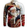 Christmas Santa Claus Casual Men's Button Up Shirt Long Sleeve Christmas theme Shirt Collar Button Up 3D Print Thin Polyester