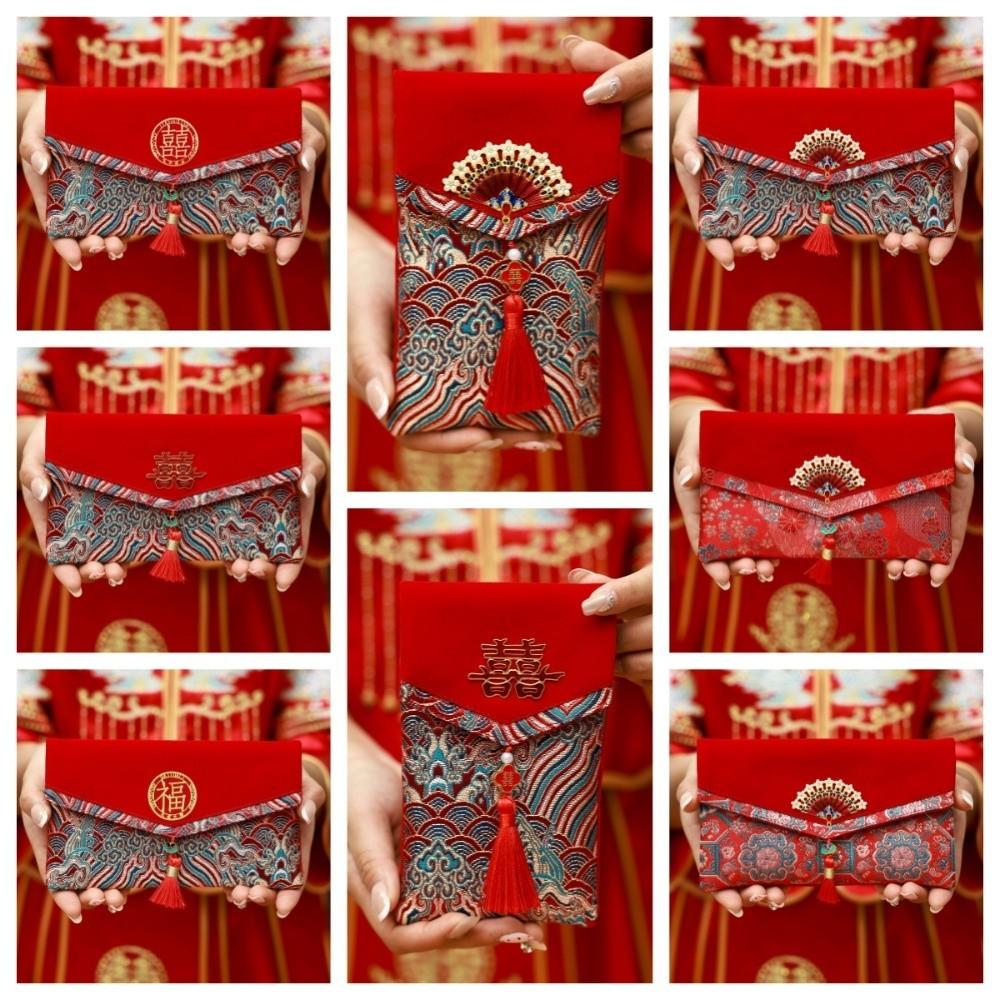 Chinese New Year Lucky Red Pockets Blessing Words Hongbao Brocade Red Envelop  Graduation Dinner