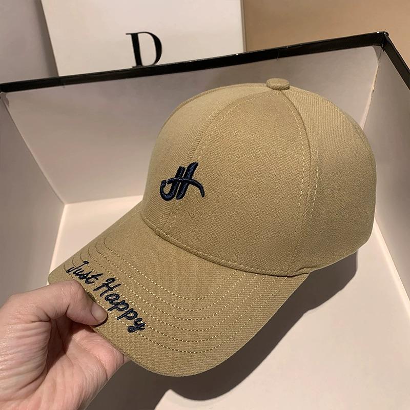 Wide brim lengthened baseball cap female alphabet embroidery autumn and winter hat casual versatile cap men's enlarged and deepened