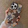 Black Leopard Print Star Phone Case for Samsung Galaxy A56 A55 A36 A35 A26 A25 A15 5G A24 A23 A22 A52 A52S A71 A72 4G Cover