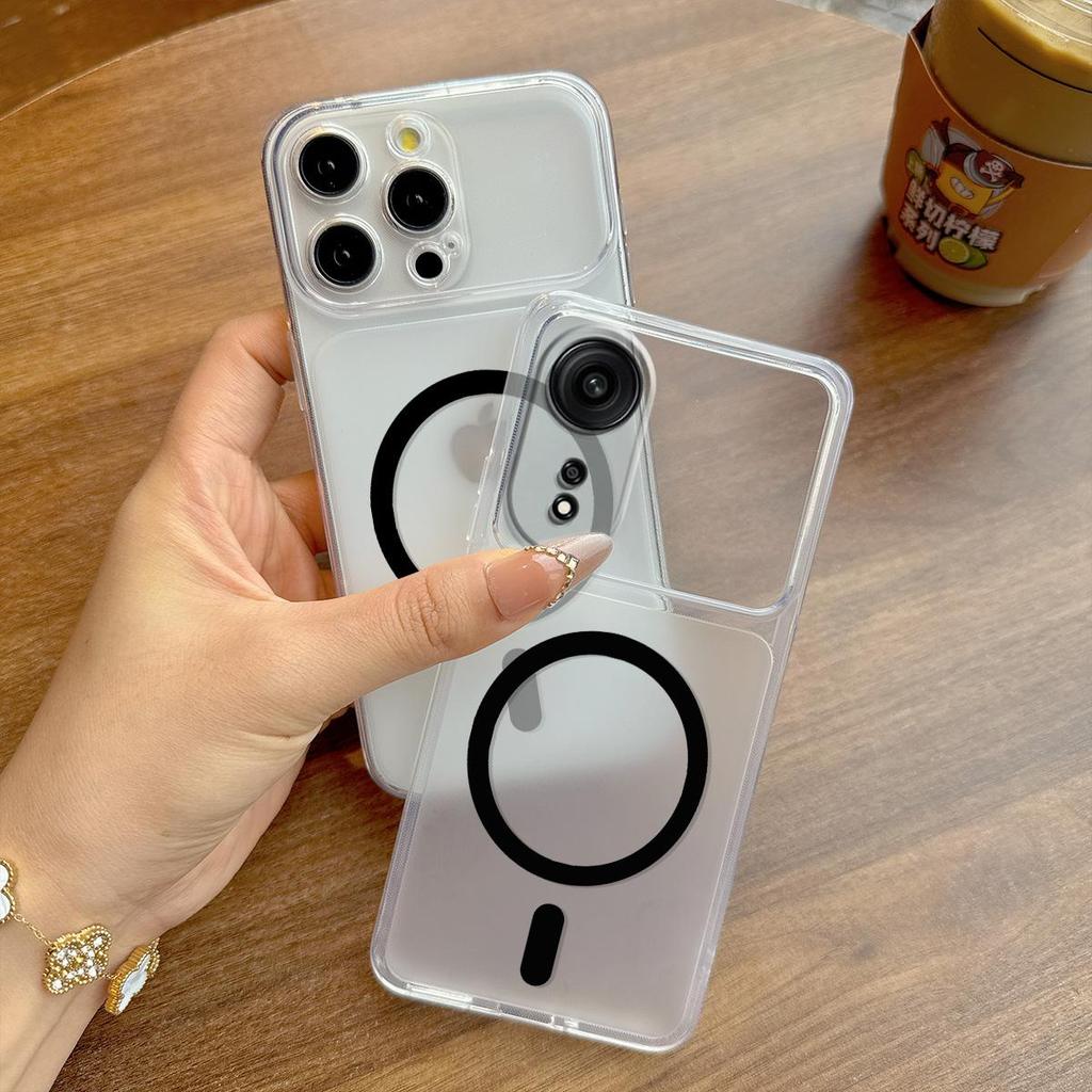 Etui do OPPO Reno8 T 5G Matowe Pokrowiec Odporny na Odciski Palców Duże Okienko na Aparat Przezroczysta Krawędź Obudowy
