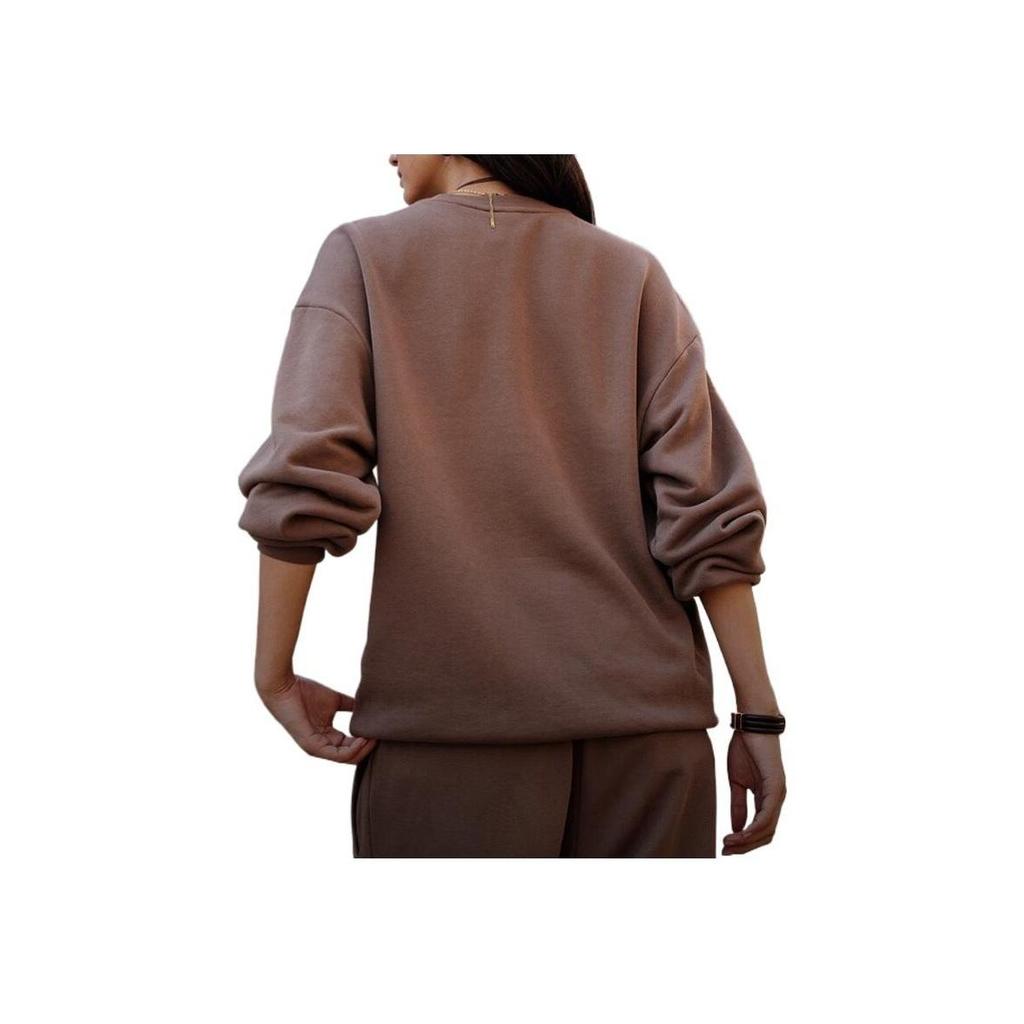 adidas Sportswear V LABEL Unisex Loose Crewneck Sweatshirt Brown JM9108