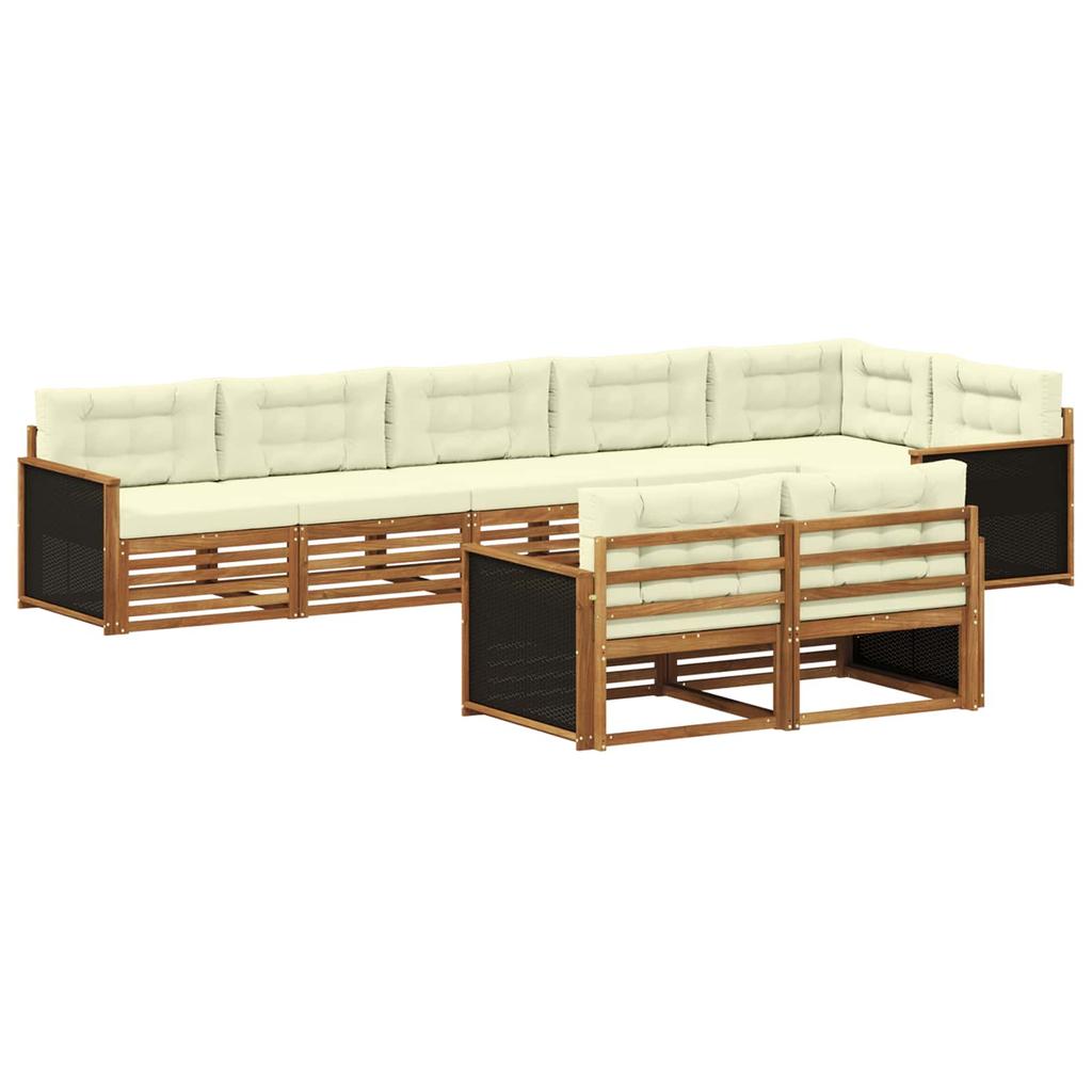 Outdoor Sofa Set with Cushions 8 pcs Natural and Cream