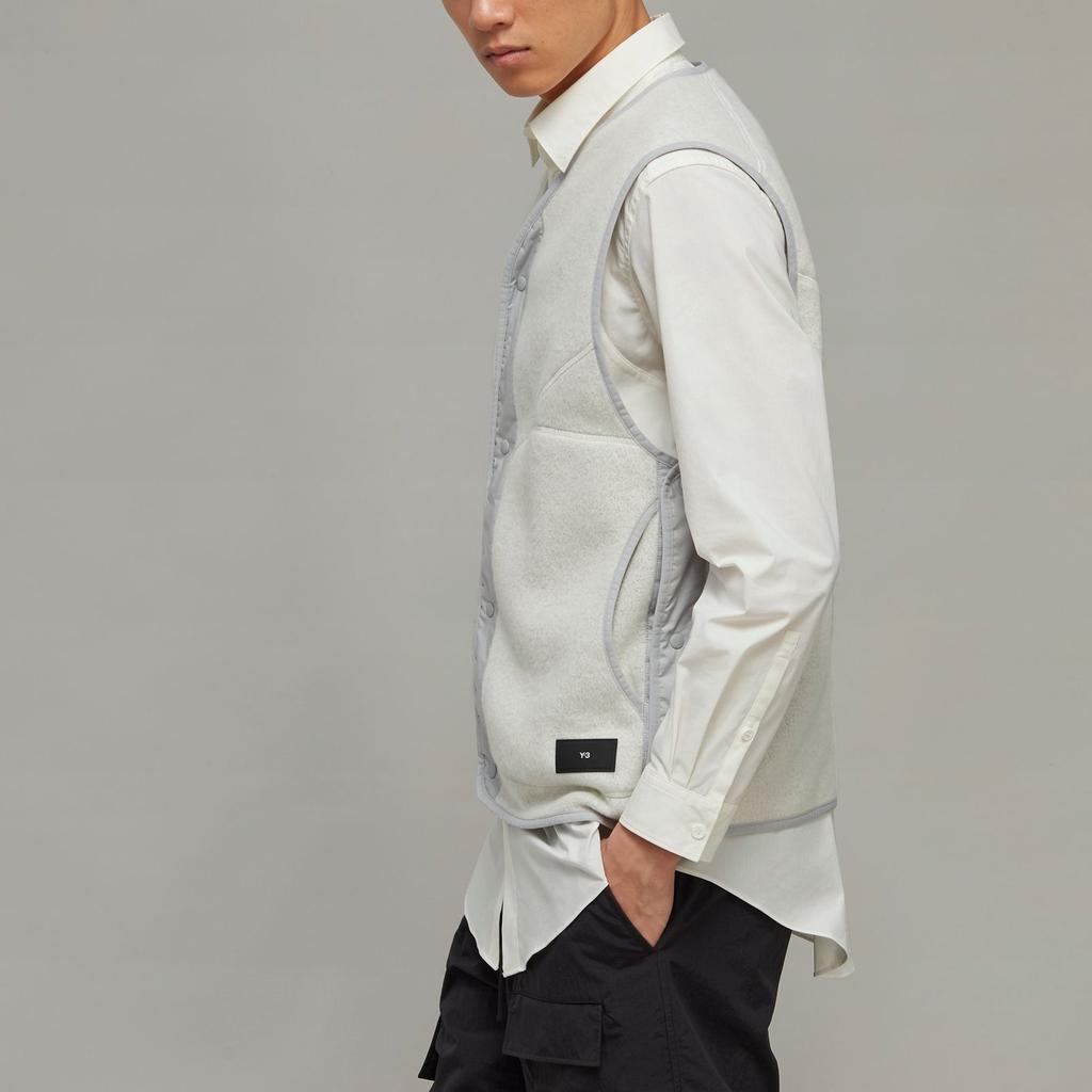 Y-3 Color Block V-Neck Single-Breasted Fleece Sports Loose Vest Unisex Vest Off-White HZ8820