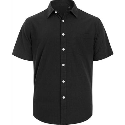 Polyesterfaser Herren Kurzarmhemd Lässig Leichtes Button-Up-Hemd Strandurlaub Sommer-Top mit Tasche