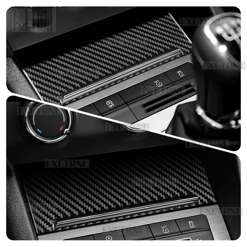 Soft Carbon Fiber Gear Shift Storage Panel Cover Trim for Skoda Octavia 2015 2016 2017 2018 2019 2020 Car Interior Accessories.