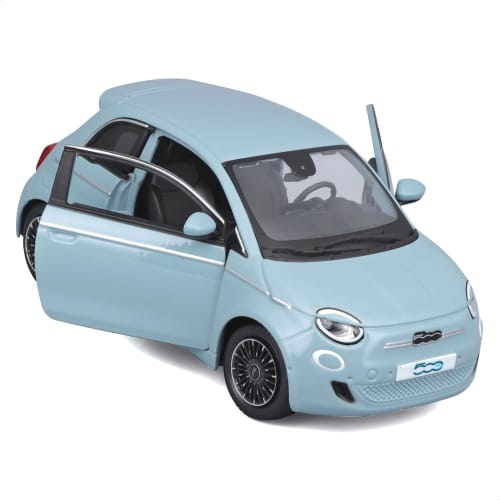 Bburago 1/24 Scale Fiat 500e 2023 Blue Diecast Model Car, Finished Product, 18-21110 BU