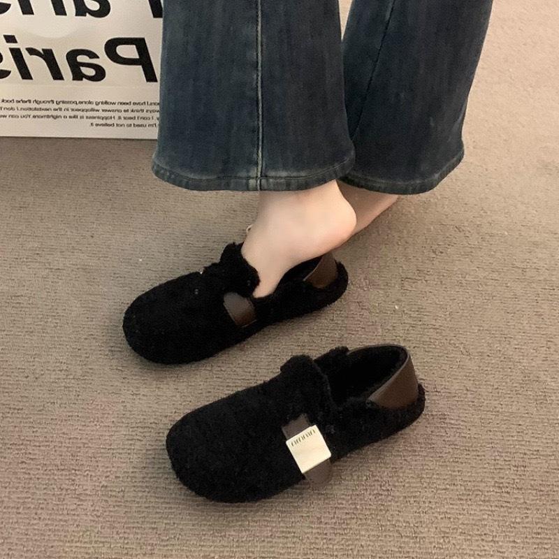 Mao Mao shoes women s autumn and winter new velvet cotton shoes flat-bottomed versatile Doudou shoes women 36