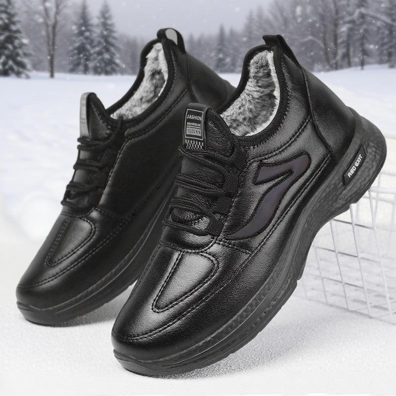 Shoes Men's shoes Winter large size cotton shoes Fleece thickened cotton boots Cold-proof and warm leather boots Polyurethane snow boots