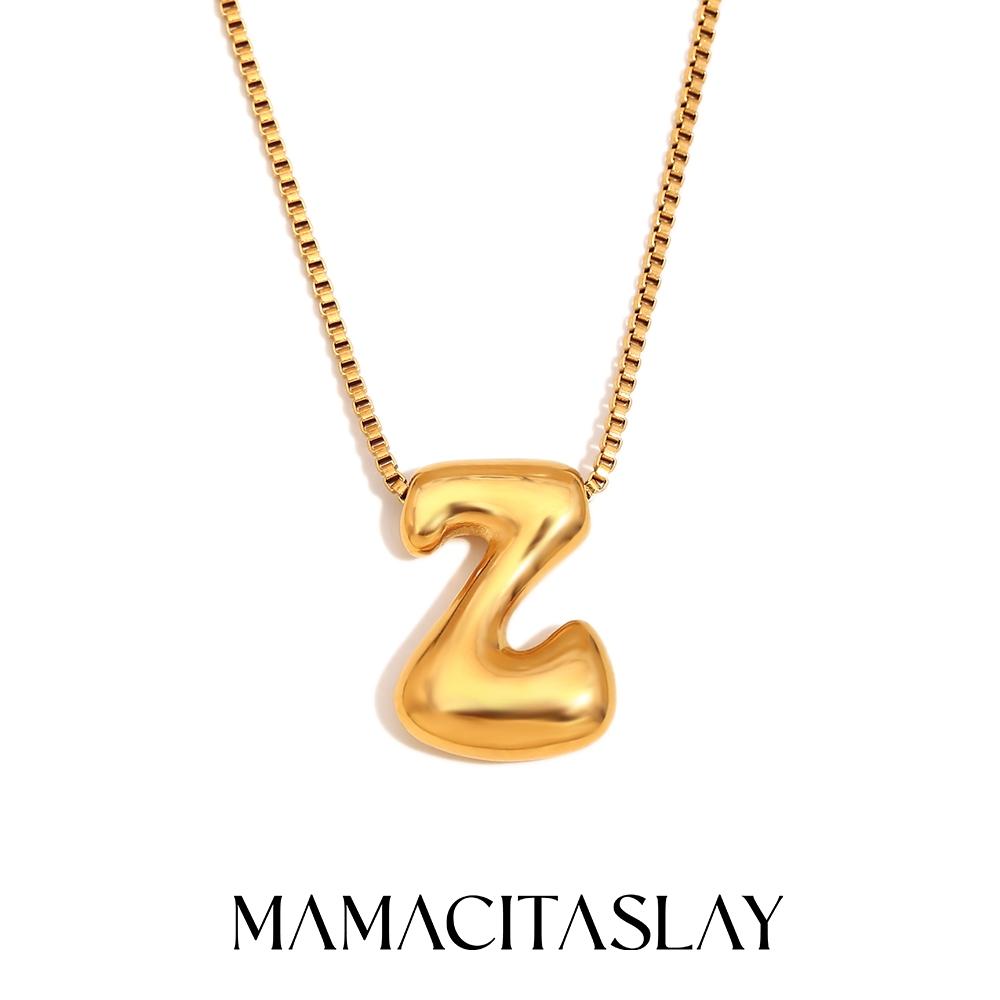 MamacitaSlay Creative 18K Gold Plated Stainless Steel Letter Pendant Necklace Party Waterproof jewelry Unisex Minimalist Gift