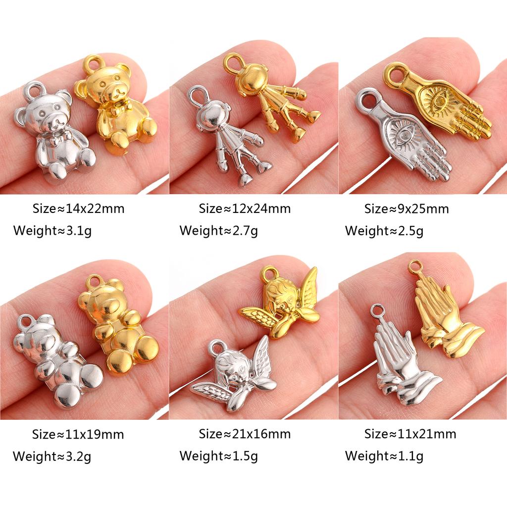 3Pcs Stainless Steel Universe Ocean Animal Pendants Charms DIY Jewelry Making Astronaut Star Bears Balloon Dog Craft Finding