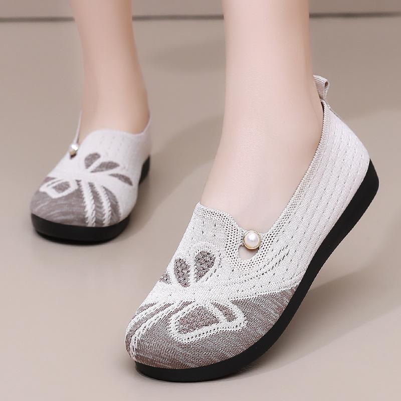 Chaussures pour femmes Chaussures de maman Chaussures en tissu Chaussures plates Chaussures simples à semelle souple Chaussures décontractées