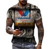 Mens Slim Fit Short Sleeve T-Shirt With 3D Digital Print Letter Design Casual Wear