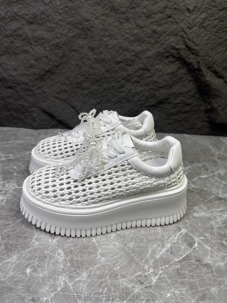 

[Fanfna] Thick-soled hand-woven mesh women s summer 2025 new Roman women s shoes soft-soled light casual shoes 35 белый